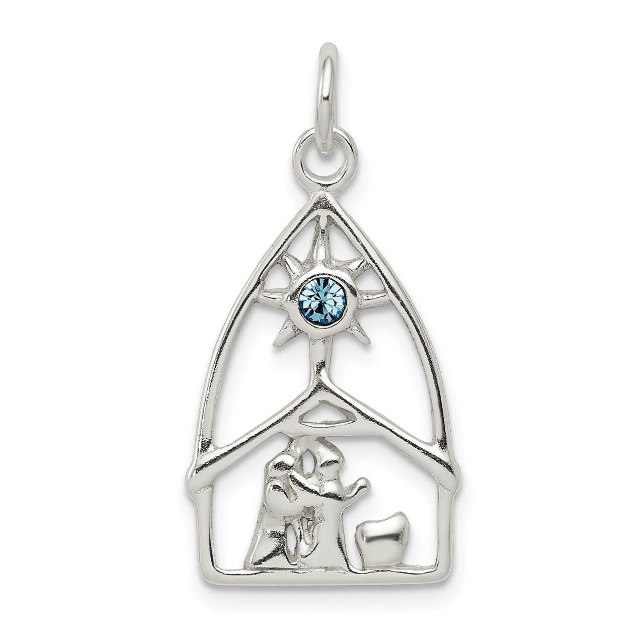 Sterling Silver Crystal Nativity Charm 49.8mm Long X 27mm Wide Approx.